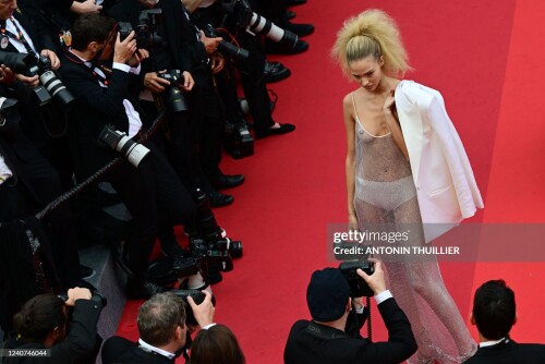 Russian model Sasha Luss arrives for the screening of the film "Top Gun : Maverick" during the 75th edition of the Cannes Film Festival in Cannes, southern France, on May 18, 2022. (Photo by Antonin THUILLIER / AFP) (Photo by ANTONIN THUILLIER/AFP via Getty Images)