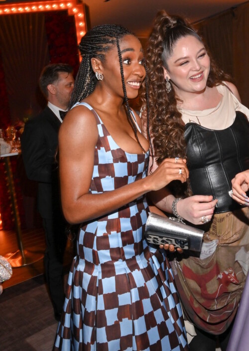 Ayo Edebiri, Megan Stalter and Kathryn Newton at the 29th Annual Screen Actors Guild Awards held at the Fairmont Century Plaza on February 26, 2023 in Los Angeles, California. (Photo by Michael Buckner/Variety via Getty Images)