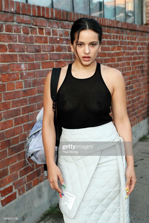 NEW YORK, NEW YORK - SEPTEMBER 10: Rosal?a attends the front row for Eckhaus Latta during NYFW: The Shows on September 10, 2021 in New York City. (Photo by Paul Morigi/Getty Images)