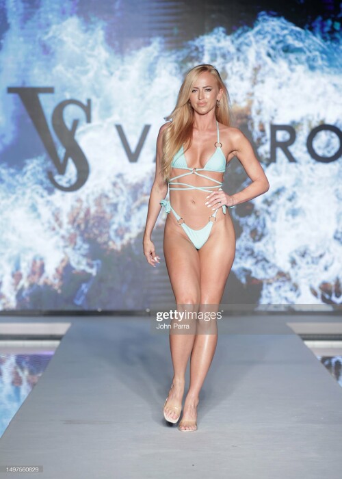 MIAMI BEACH, FLORIDA - JUNE 10: A model walks the runway for Vasaro Swim during Miami Swim Week By Planet Fashion with Paraiso Miami Beach at Hyde Beach at SLS South Beach on June 10, 2023 in Miami Beach, Florida. (Photo by John Parra/Getty Images for Planet Fashion)