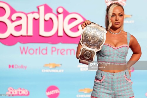 Liv Morgan at the premiere of "Barbie" held at Shrine Auditorium and Expo Hall on July 9, 2023 in Los Angeles, California. (Photo by Christopher Polk/WWD via Getty Images)