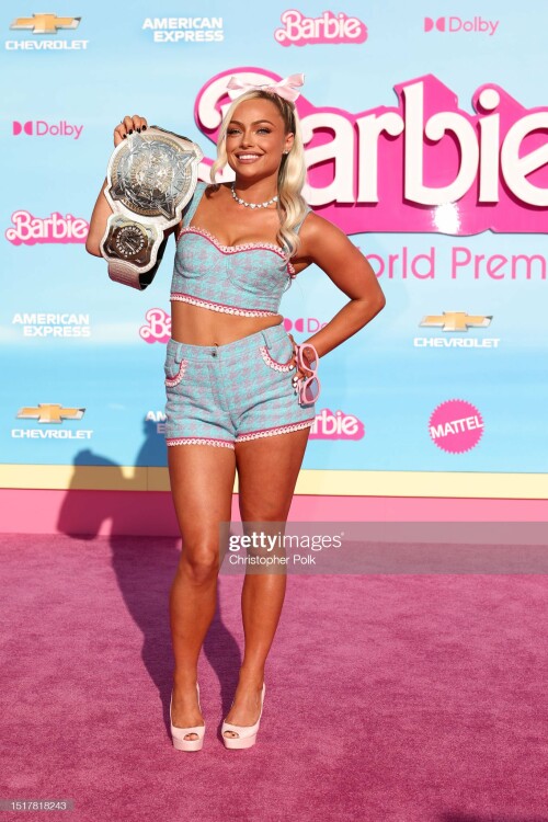 Liv Morgan at the premiere of "Barbie" held at Shrine Auditorium and Expo Hall on July 9, 2023 in Los Angeles, California. (Photo by Christopher Polk/WWD via Getty Images)