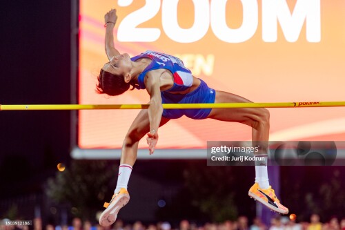 JERUSALEM, ISRAEL - AUGUST 09: Angelina Topic of Serbia competes in Women's High Jump 2during European Athletics U20 Championships Jerusalem - Day Three on August 09, 2023 in Jerusalem, Israel. (Photo by Jurij Kodrun/Getty Images for European Athletics)