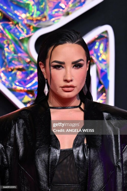 US singer-songwriter Demi Lovato arrives for the MTV Video Music Awards at the Prudential Center in Newark, New Jersey, on September 12, 2023. (Photo by ANGELA WEISS / AFP) (Photo by ANGELA WEISS/AFP via Getty Images)