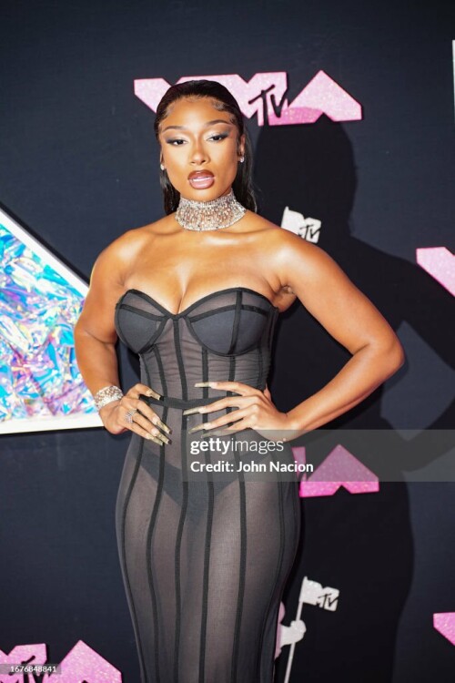 NEWARK, NEW JERSEY - SEPTEMBER 12: Megan Thee Stallion attends the MTV Music Video Awards at the Prudential Center on September 12, 2023 in Newark, New Jersey. (Photo by John Nacion/WireImage)