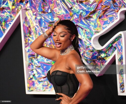 NEWARK, NEW JERSEY - SEPTEMBER 12: Megan Thee Stallion attends the MTV Music Video Awards at the Prudential Center on September 12, 2023 in Newark, New Jersey. (Photo by John Nacion/WireImage)