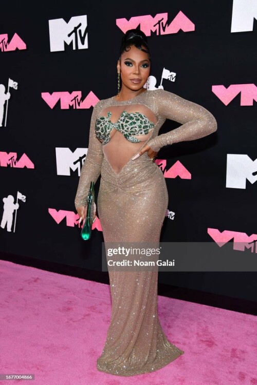 NEWARK, NEW JERSEY - SEPTEMBER 12: Ashanti attends the 2023 MTV Video Music Awards at Prudential Center on September 12, 2023 in Newark, New Jersey. (Photo by Noam Galai/Getty Images for MTV)