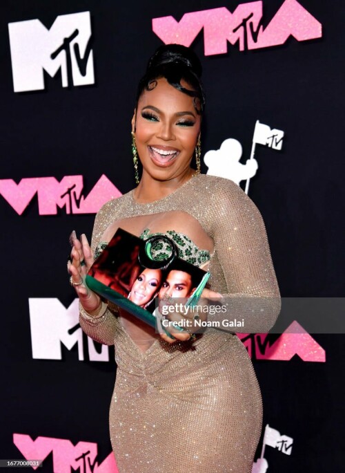 NEWARK, NEW JERSEY - SEPTEMBER 12: Ashanti attends the 2023 MTV Video Music Awards at Prudential Center on September 12, 2023 in Newark, New Jersey. (Photo by Noam Galai/Getty Images for MTV)