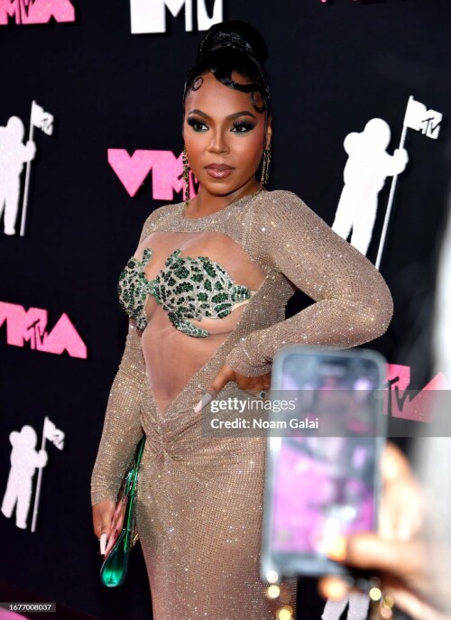 NEWARK, NEW JERSEY - SEPTEMBER 12: Ashanti attends the 2023 MTV Video Music Awards at Prudential Center on September 12, 2023 in Newark, New Jersey. (Photo by Noam Galai/Getty Images for MTV)
