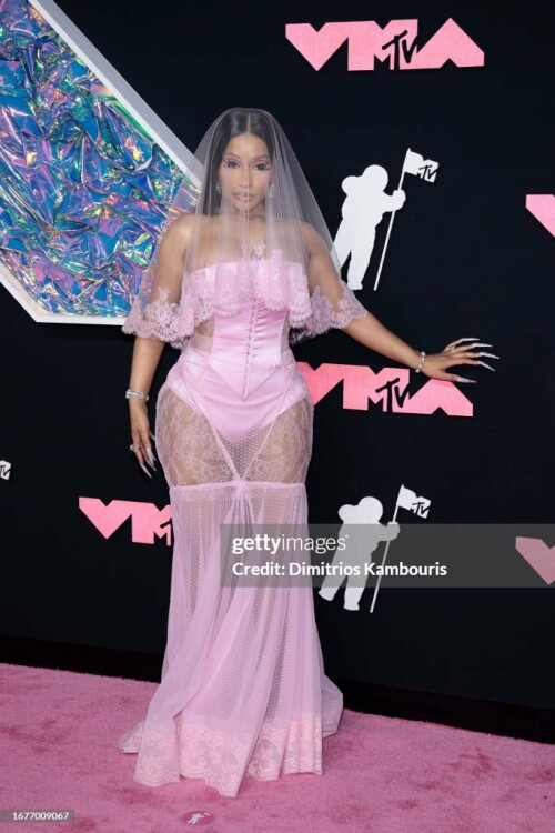 NEWARK, NEW JERSEY - SEPTEMBER 12: Nicki Minaj attends the 2023 MTV Video Music Awards at the Prudential Center on September 12, 2023 in Newark, New Jersey. (Photo by Dimitrios Kambouris/Getty Images)