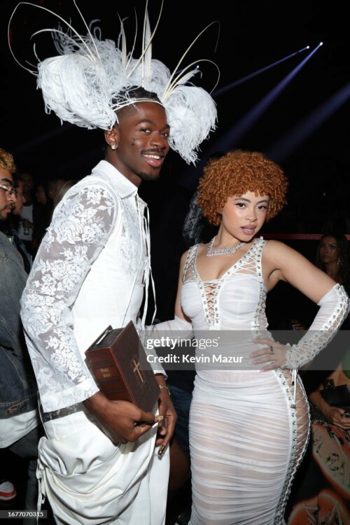 NEWARK, NEW JERSEY - SEPTEMBER 12: Lil Nas X and Ice Spice attend the 2023 MTV Video Music Awards at Prudential Center on September 12, 2023 in Newark, New Jersey. (Photo by Kevin Mazur/Getty Images for MTV)