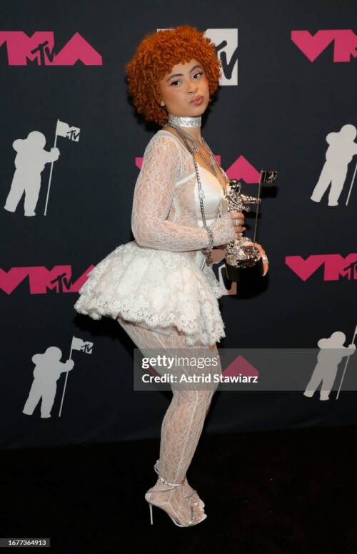NEWARK, NEW JERSEY - SEPTEMBER 12: Ice Spice attends the 2023 Video Music Awards at Prudential Center on September 12, 2023 in Newark, New Jersey. (Photo by Astrid Stawiarz/Getty Images for MTV)