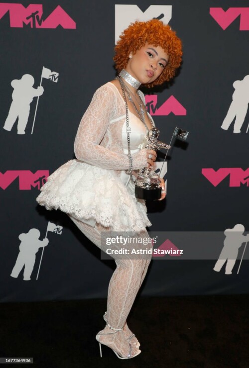 NEWARK, NEW JERSEY - SEPTEMBER 12: Ice Spice attends the 2023 Video Music Awards at Prudential Center on September 12, 2023 in Newark, New Jersey. (Photo by Astrid Stawiarz/Getty Images for MTV)