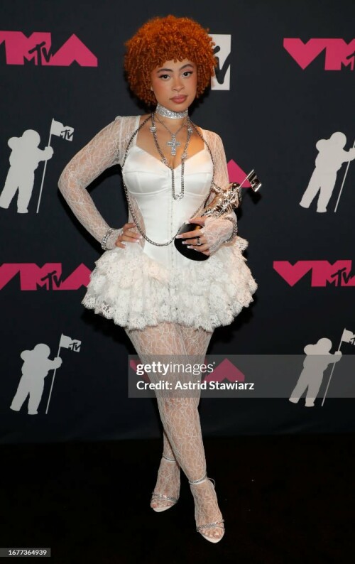NEWARK, NEW JERSEY - SEPTEMBER 12: Ice Spice attends the 2023 Video Music Awards at Prudential Center on September 12, 2023 in Newark, New Jersey. (Photo by Astrid Stawiarz/Getty Images for MTV)