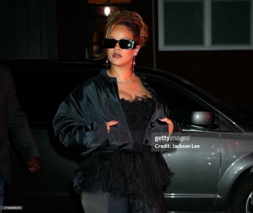 NEW YORK, NEW YORK - OCTOBER 04: Rihanna is seen at Carbone to celebrate ASAP Rocky's birthday on October 04, 2023 in New York City. (Photo by Jackson Lee/GC Images)