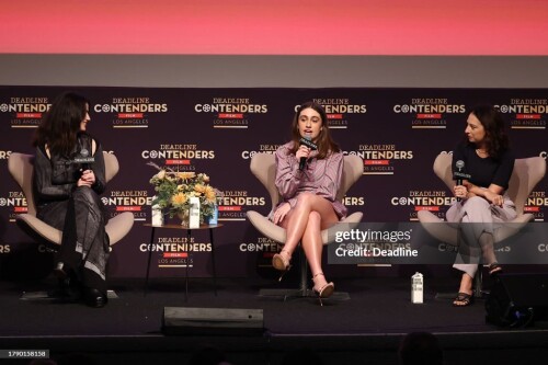 Emma Seligman, Rachel Sennott, and Alison Small on stage at Deadline Contenders Film: Los Angeles held at the Director's Guild of America on November 18, 2023 in Los Angeles, California. (Photo by Tommaso Boddi/Deadline via Getty Images)