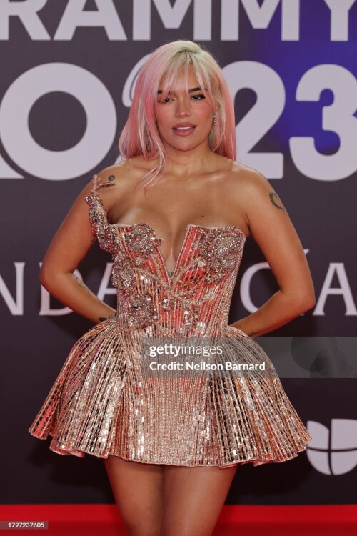 SEVILLE, SPAIN - NOVEMBER 16: Karol G attends The 24th Annual Latin Grammy Awards on November 16, 2023 in Seville, Spain. (Photo by Neilson Barnard/Getty Images for Latin Recording Academy)