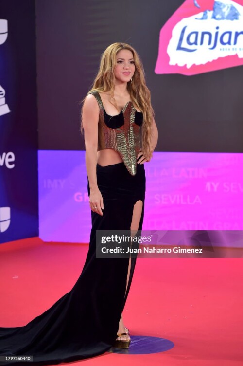SEVILLE, SPAIN - NOVEMBER 16: Shakira attends the 24th Annual Latin GRAMMY Awards at FIBES Conference and Exhibition Centre on November 16, 2023 in Seville, Spain. (Photo by Juan Naharro Gimenez/Getty Images)