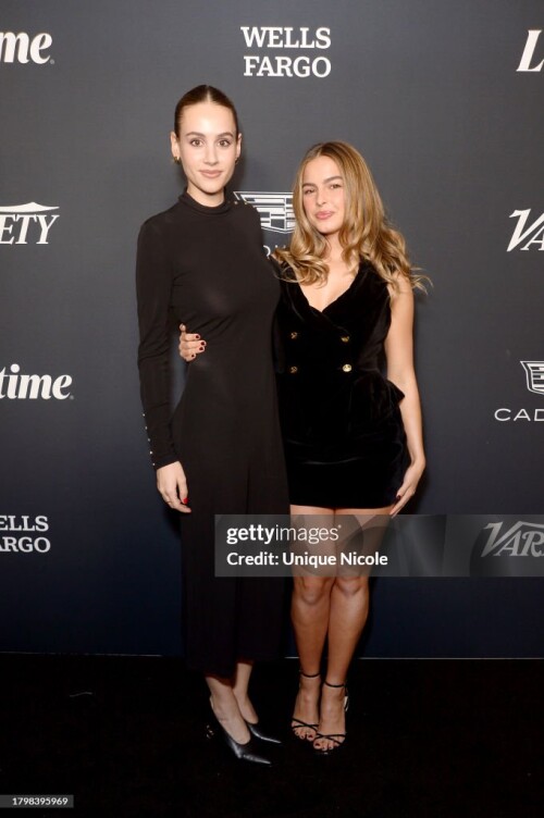 LOS ANGELES, CALIFORNIA - NOVEMBER 16: Nell Verlaque and   Addison Rae attend the 2023 Variety Power Of Women at Mother Wolf on November 16, 2023 in Los Angeles, California. (Photo by Unique Nicole/WireImage)