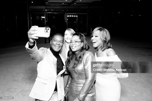 LOS ANGELES, CALIFORNIA - DECEMBER 03: (EDITORS NOTE: This image has been converted to black and white.) (L-R) David Oyelowo, Bryce Dallas Howard, Oprah Winfrey and Gayle King attend the Academy Museum of Motion Pictures 3rd Annual Gala Presented by Rolex at Academy Museum of Motion Pictures on December 03, 2023 in Los Angeles, California. (Photo by Stefanie Keenan/Getty Images for Academy Museum of Motion Pictures)