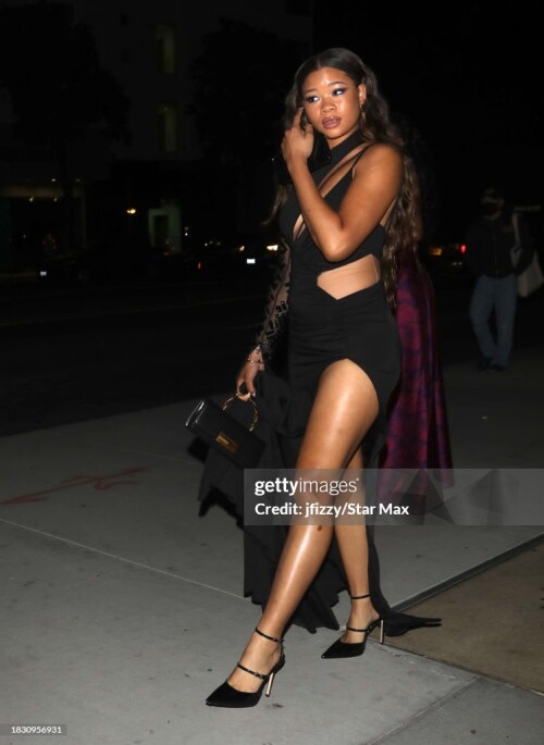 LOS ANGELES, CA - DECEMBER 06: Storm Reid is seen on December 6, 2023 in Los Angeles, California.  (Photo by jfizzy/Star Max/GC Images)