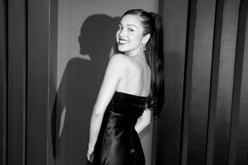 HOLLYWOOD, CALIFORNIA - JANUARY 09: (EDITORS NOTE: Image has been converted to black and white) Olivia Rodrigo attends the Academy of Motion Picture Arts & Sciences' 14th annual Governors Awards at The Ray Dolby Ballroom on January 09, 2024 in Hollywood, California. (Photo by Emma McIntyre/WireImage)