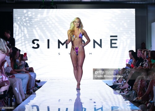 ATLANTA, GEORGIA - MAY 4: A model walks the runway during Atlanta Swim Week Show the at Westside Cultural Arts Center on May 4, 2024 in Atlanta, Georgia. (Photo by Prince Williams/WireImage)