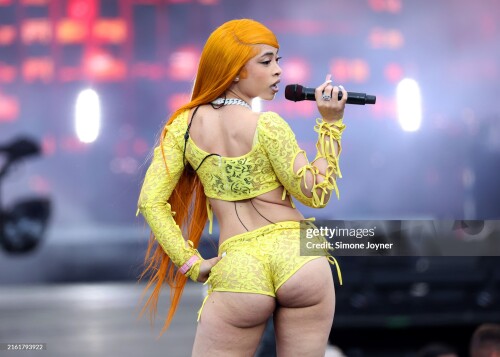 LONDON, ENGLAND - JULY 12: (EDITORIAL USE ONLY) Ice Spice performs live on stage during day one of Wireless Festival 2024 at Finsbury Park on July 12, 2024 in London, England. (Photo by Simone Joyner/Getty Images)