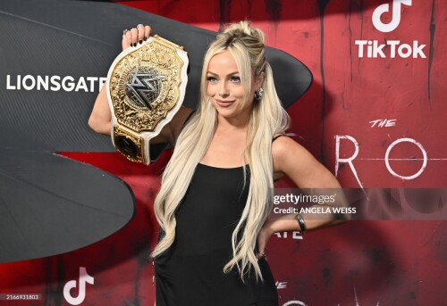 US professional wrestler and actress Liv Morgan attends the world premiere of "The Crow" at The Village East by Angelika in New York on August 20, 2024. (Photo by ANGELA WEISS / AFP) (Photo by ANGELA WEISS/AFP via Getty Images)