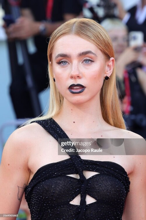VENICE, ITALY - AUGUST 30: Clara Galle attends a red carpet for "Babygirl" at the 81st Venice International Film Festival at Sala Grande on August 30, 2024 in Venice, Italy. (Photo by Jacopo Raule/Getty Images for Armani Beauty)