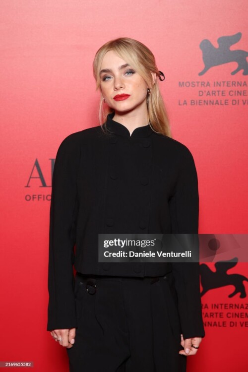 VENICE, ITALY - AUGUST 31: Clara Galle attends the Armani Beauty Passione Party during the 81st Venice International Film Festival at Arsenale on August 31, 2024 in Venice, Italy. (Photo by Daniele Venturelli/Getty Images for Armani Beauty)