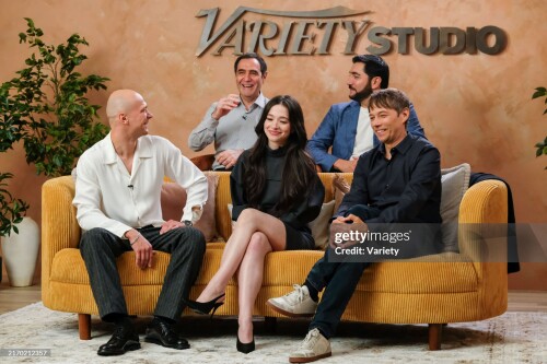 Yura Borisov, Karren Karagulian, Mikey Madison, Vache Tovmasyan and Sean Baker at the Variety TIFF Studio during the Toronto International Film Festival 2024 on September 8, 2024 in Toronto, Canada. (Photo by Michelle Quance/Variety via Getty Images)
