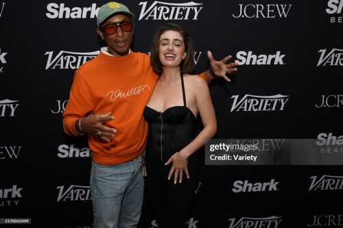 Pharrell Williams and Rachel Sennott at the Variety TIFF Step & Repeat during the Toronto International Film Festival 2024 on September 8, 2024 in Toronto, Canada. (Photo by Tracey Biel/Variety via Getty Images)