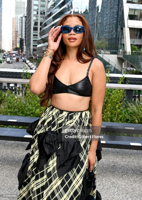 Storm Reid at Coach RTW Spring 2025 as part of New York Ready to Wear Fashion Week held at The High Line on September 9, 2024 in New York, New York.  (Photo by Gilbert Flores/WWD via Getty Images)