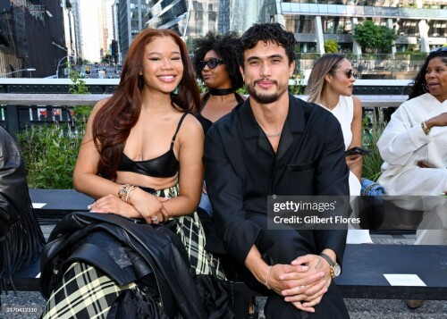 Storm Reid and Charles Melton at Coach RTW Spring 2025 as part of New York Ready to Wear Fashion Week held at The High Line on September 9, 2024 in New York, New York.  (Photo by Gilbert Flores/WWD via Getty Images)