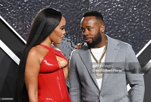 Angela Simmons and Yo Gotti at the 2024 MTV Video Music Awards held at UBS Arena on September 11, 2024 in Elmont, New York.  (Photo by Gilbert Flores/Billboard via Getty Images)