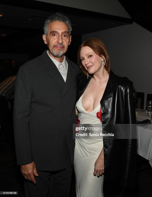 TORONTO, ONTARIO - SEPTEMBER 07: John Turturro and Julianne Moore attend the 2024 Sony Pictures Classics TIFF celebration dinner at Morton's The Steakhouse on September 07, 2024 in Toronto, Ontario. (Photo by Sonia Recchia/Getty Images for Sony Pictures Classics)
