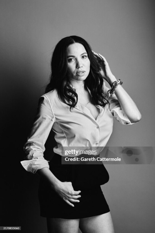 TORONTO, ONTARIO - SEPTEMBER 08: (EDITORS NOTE: Image has been converted to black and white. Color version is available.) Jurnee Smollett of 'The Order' poses in the Getty Images Portrait Studio Presented by IMDb and IMDbPro during the Toronto International Film Festival at InterContinental Toronto Centre on September 08, 2024 in Toronto, Ontario. (Photo by Gareth Cattermole/Getty Images for IMDb)