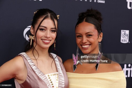 TORONTO, ONTARIO - SEPTEMBER 08: (L-R) Amber Midthunder and Zoey Reyes attend the premiere of "Rez Ball" during the 2024 Toronto International Film Festival at Royal Alexandra Theatre on September 08, 2024 in Toronto, Ontario. (Photo by Mathew Tsang/Getty Images)