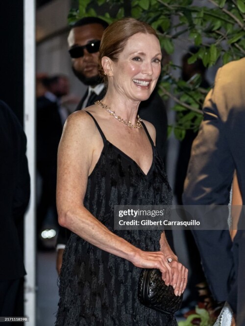 NEW YORK, NEW YORK - SEPTEMBER 09: Actress Julianne Moore is seen arriving to the Kering Foundation Third Annual Caring For Women Dinner at The Pool on September 09, 2024 in New York City. (Photo by Gilbert Carrasquillo/GC Images)