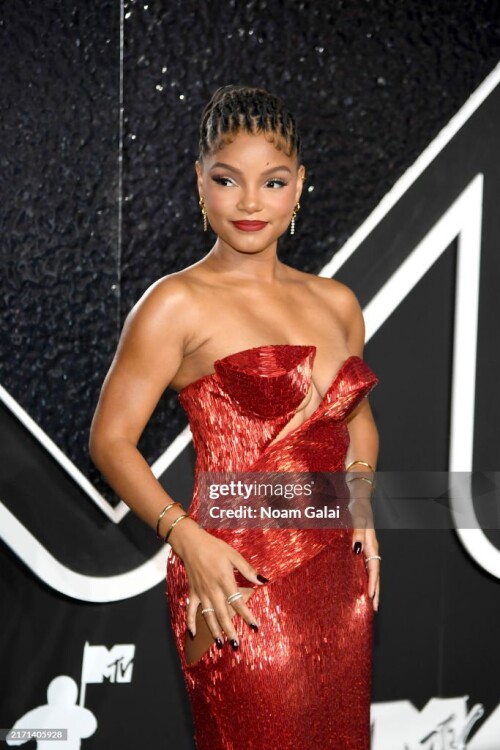 ELMONT, NEW YORK - SEPTEMBER 11: Halle Bailey attends the 2024 MTV Video Music Awards at UBS Arena on September 11, 2024 in Elmont, New York. (Photo by Noam Galai/Getty Images for MTV)
