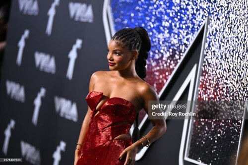 ELMONT, NEW YORK - SEPTEMBER 11: Halle Bailey attends the 2024 MTV Video Music Awards at UBS Arena on September 11, 2024 in Elmont, New York. (Photo by Roy Rochlin/Getty Images for MTV)