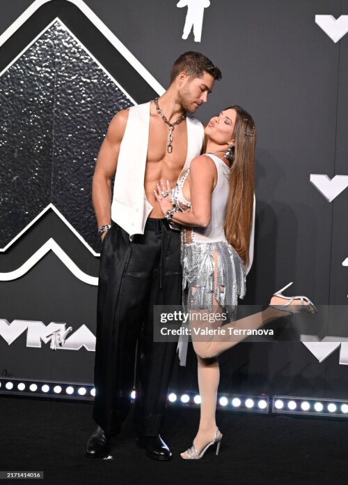 ELMONT, NEW YORK - SEPTEMBER 11: (L-R) Dom Fenison and Chanel West Coast attend the 2024 MTV Video Music Awards at UBS Arena on September 11, 2024 in Elmont, New York. (Photo by Valerie Terranova/FilmMagic)