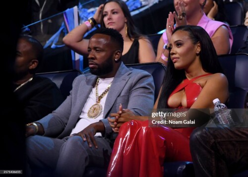 ELMONT, NEW YORK - SEPTEMBER 11: (L-R) Yo Gotti and Angela Simmons attend the 2024 MTV Video Music Awards at UBS Arena on September 11, 2024 in Elmont, New York.  (Photo by Noam Galai/Getty Images for MTV)