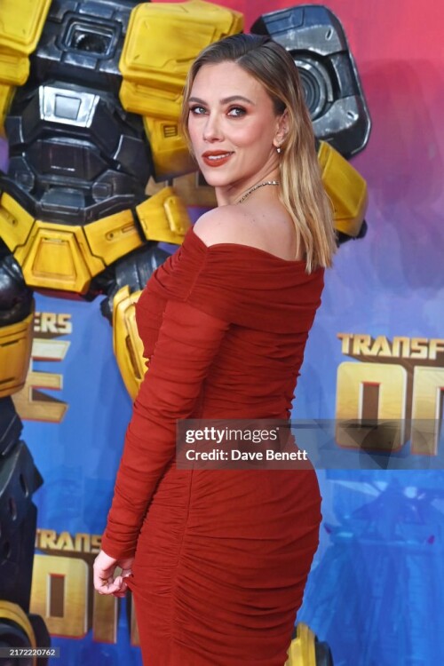 LONDON, ENGLAND - SEPTEMBER 19: Scarlett Johansson attends the European Premiere of "Transformers One" at Cineworld Leicester Square on September 19, 2024 in London, England. (Photo by Dave Benett/WireImage)