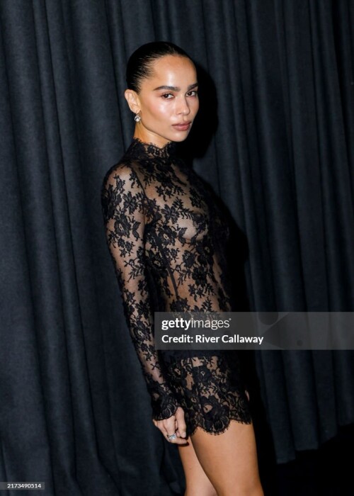 (EDITOR'S NOTE: Image contains partial nudity.) Zo? Kravitz at Saint Laurent RTW Spring 2025 as part of Paris Ready to Wear Fashion Week on September 24, 2024 in Paris, France. (Photo by River Callaway/WWD via Getty Images)