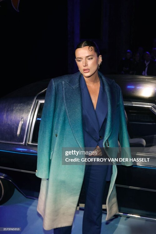 US actress and singer Bella Thorne poses upon arrival ahead of the Casablanca show for the Women Ready-to-wear Spring-Summer 2025 collection as part of the Paris Fashion Week, in Paris on September 26, 2024. (Photo by GEOFFROY VAN DER HASSELT / AFP) (Photo by GEOFFROY VAN DER HASSELT/AFP via Getty Images)