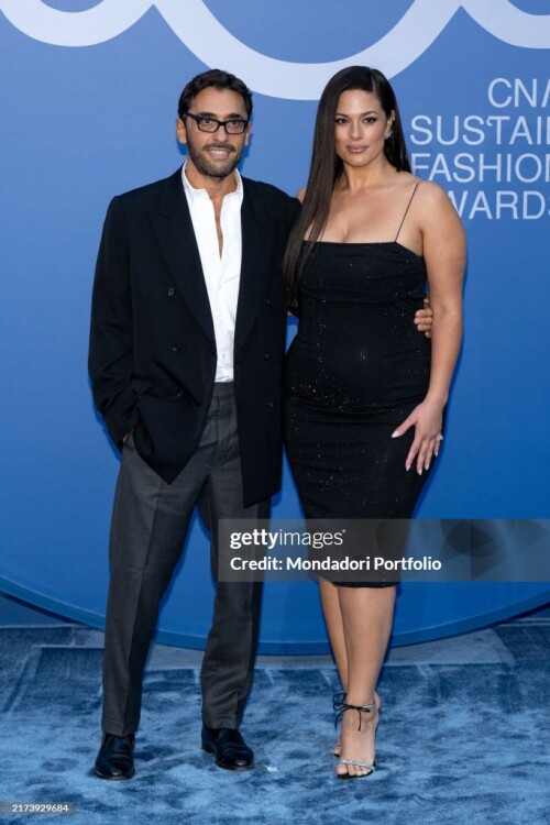 Italian designer Lorenzo Serafini and American model Ashley Graham at Milan Fashion Week Women's Collection Spring Summer 2025. CNMI Sustainable Fashion Awards 2024. Milan (Italy), September 22nd, 2024 (Photo by Matteo Rossetti/Archivio Matteo Rossetti/Mondadori Portfolio via Getty Images)