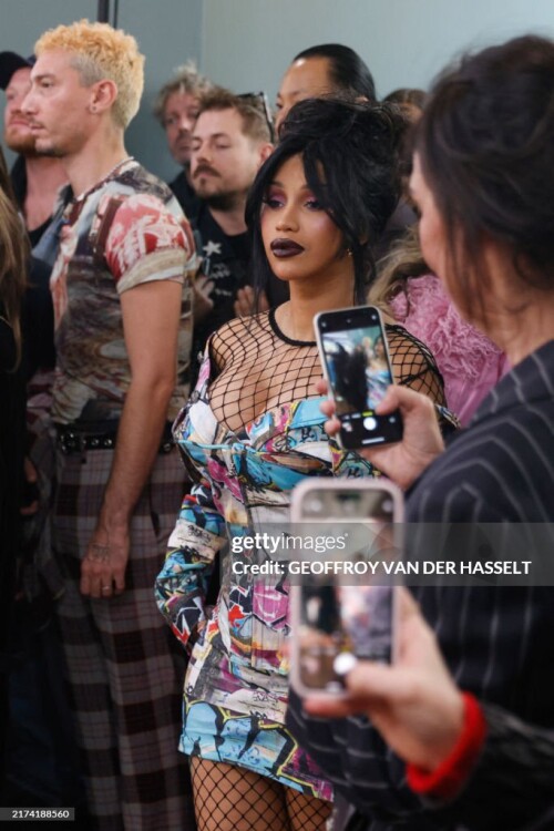 US rapper Cardi B attends upon arrival ahead of the Vivienne Westwood for the Women Ready-to-wear Spring-Summer 2025 collection as part of the Paris Fashion Week, in Paris on September 28, 2024. (Photo by GEOFFROY VAN DER HASSELT / AFP) (Photo by GEOFFROY VAN DER HASSELT/AFP via Getty Images)