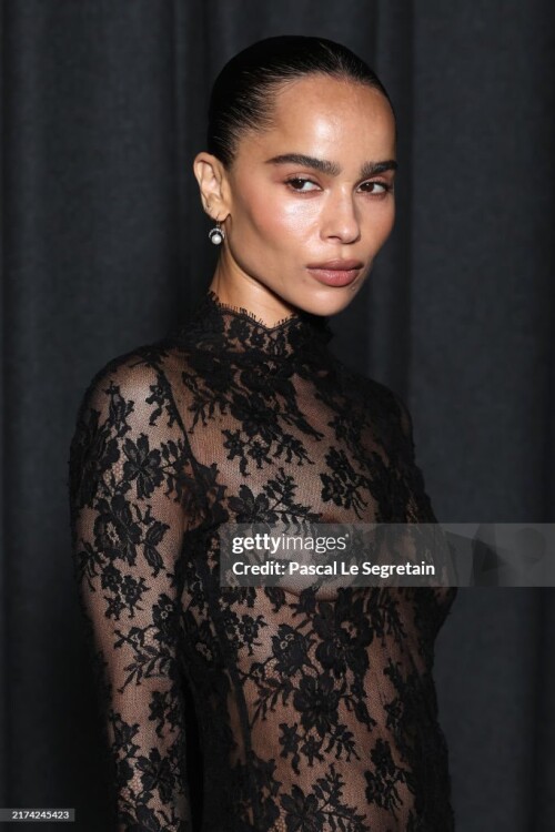 PARIS, FRANCE - SEPTEMBER 24: (EDITORIAL USE ONLY - For Non-Editorial use please seek approval from Fashion House) (EDITORS NOTE: This image contains nudity.) Zo? Kravitz attends the Saint Laurent Womenswear Spring-Summer 2025 show as part of Paris Fashion Week on September 24, 2024 in Paris, France. (Photo by Pascal Le Segretain/Getty Images)